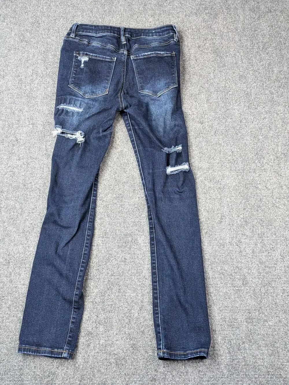 Rue21 Jeans Juniors 4 Blue Dark Distressed Skinny Button Fly Stretch Thrashed